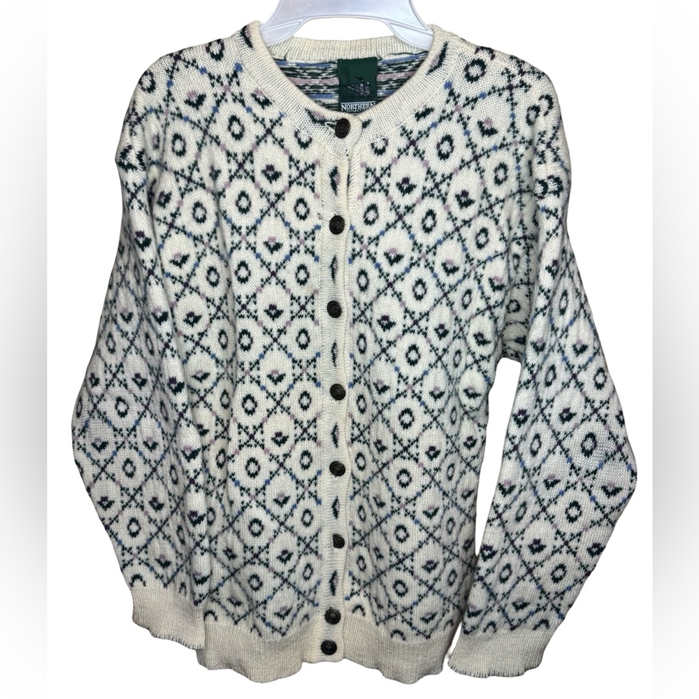 Northern Reflections Vintage Wool Cardigan Geometric Pattern